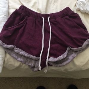 Comfortable, maroon sweat-shorts!